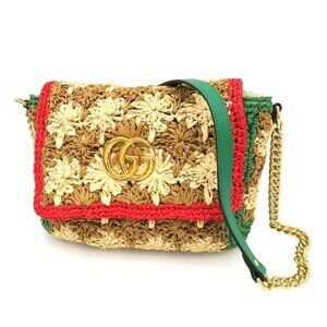 Gucci GG Marmont Raffia Chain Shoulder Bag Ed Comment